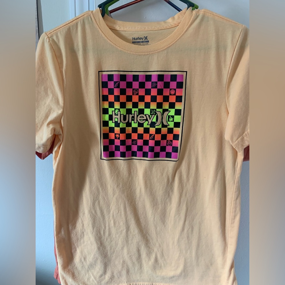 Hurley Kids Neon Checkered Tee - Cream